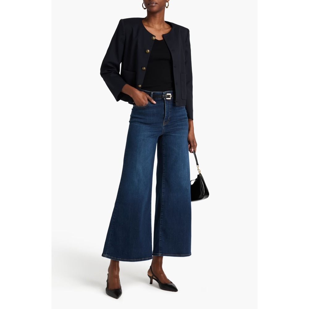 Frame Le Palazzo Crop Jeans Sz 36 READ Tag 34 High Rise Wide Leg Dark Wash Denim
